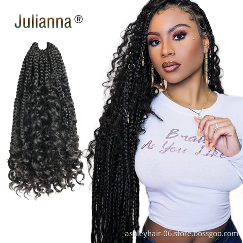 Julianna Synthetic Kanekalon Pre Looped Crochet River Boho Hippie Box Braid ombre Messy Bohemian Box Braid Boho Box Braid